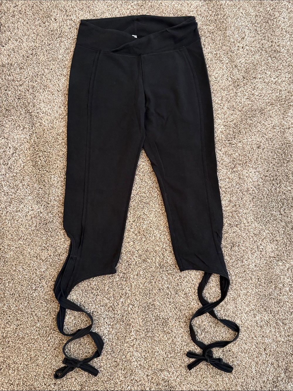 Free People FP Movement Women’s Black Stirrup Leggings with Tie Detail